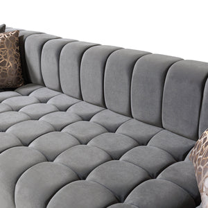 Ariana Gray Velvet Double Chaise 138