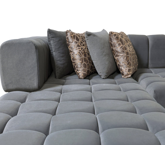 Ariana Gray Velvet Double Chaise 138
