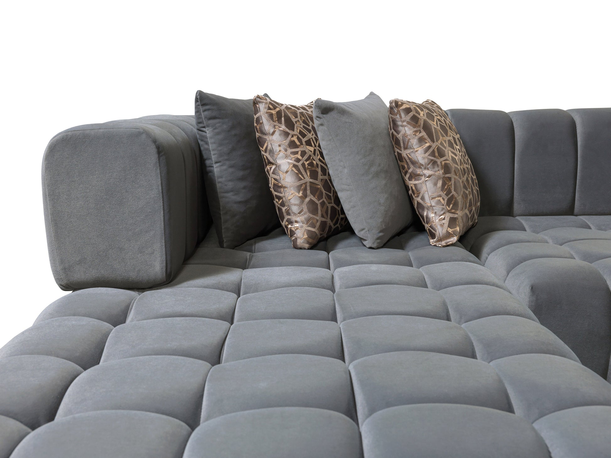 Ariana Gray Velvet Double Chaise 138" Sectional