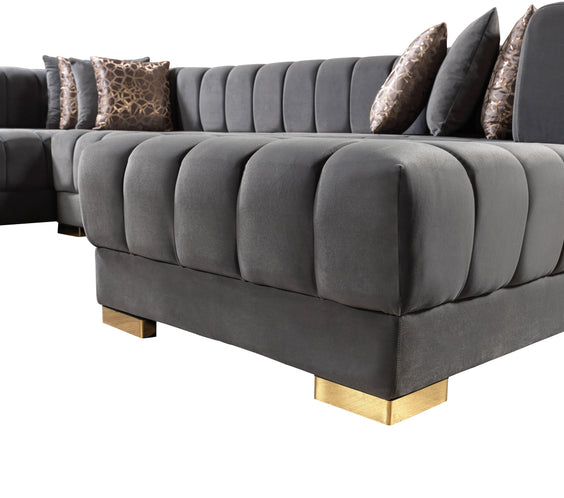 Ariana Gray Velvet Double Chaise 138