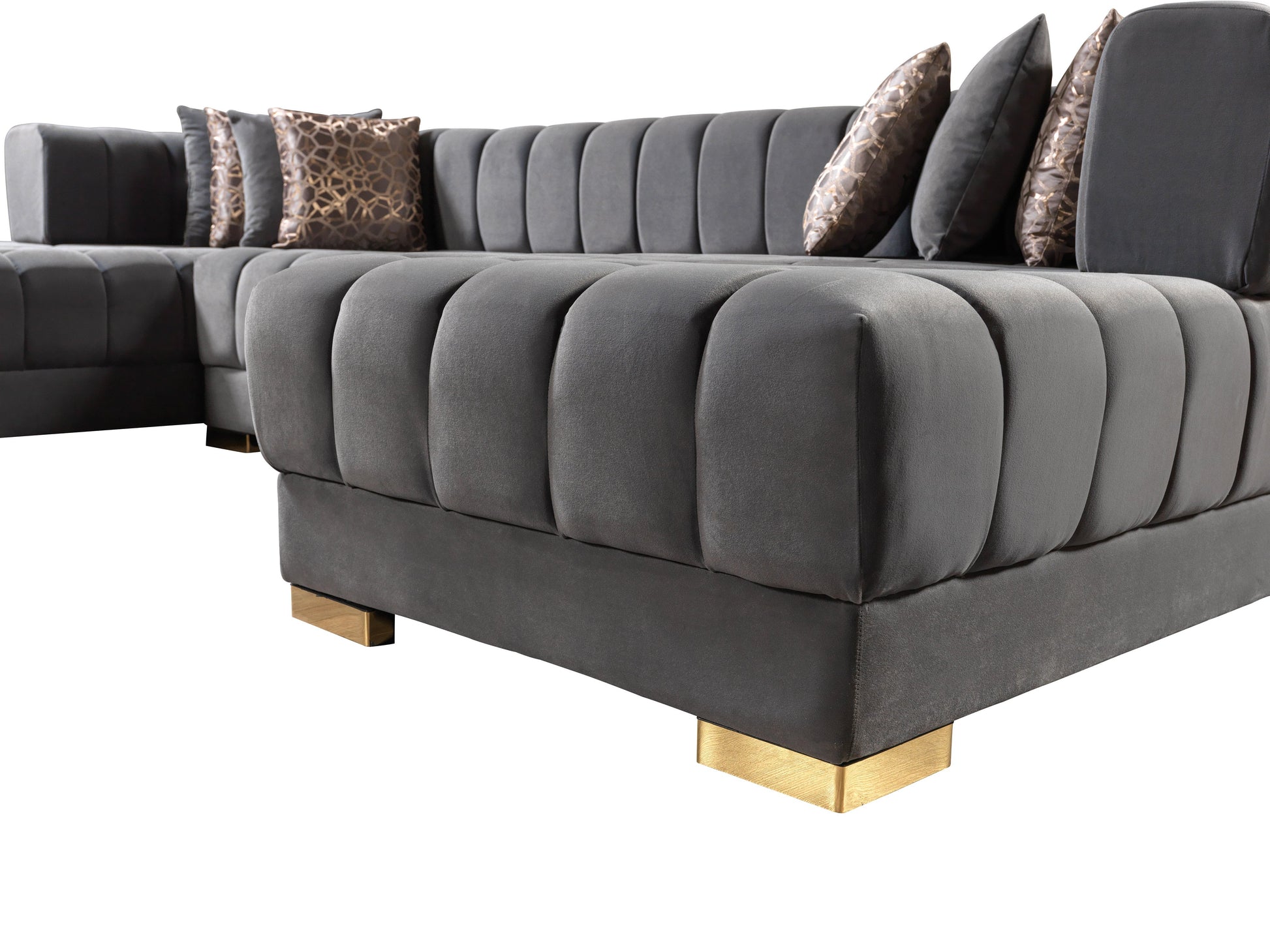 Ariana Gray Velvet Double Chaise 138" Sectional