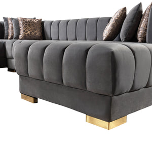 Ariana Gray Velvet Double Chaise 138