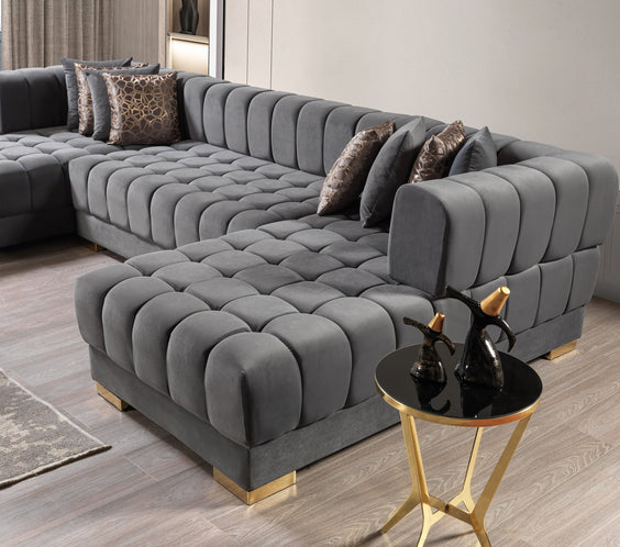 Ariana Gray Velvet Double Chaise 138