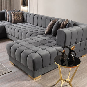 Ariana Gray Velvet Double Chaise 138