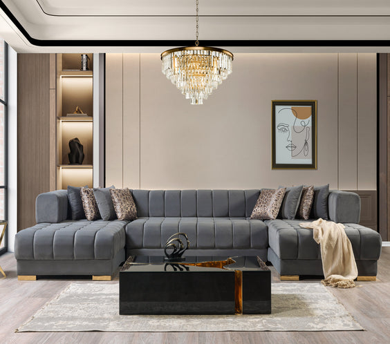 Ariana Gray Velvet Double Chaise 138