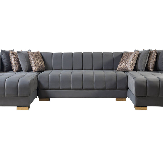 Ariana Gray Velvet Double Chaise 138