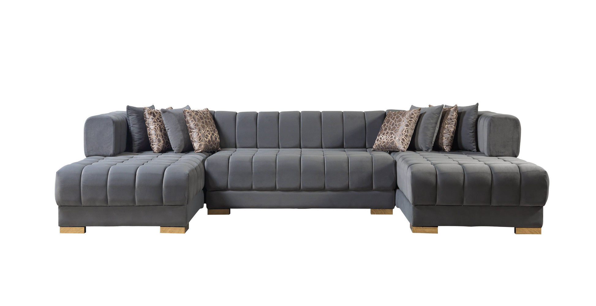 Ariana Gray Velvet Double Chaise 138" Sectional