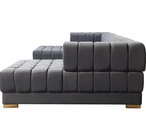 Ariana Gray Velvet Double Chaise 138