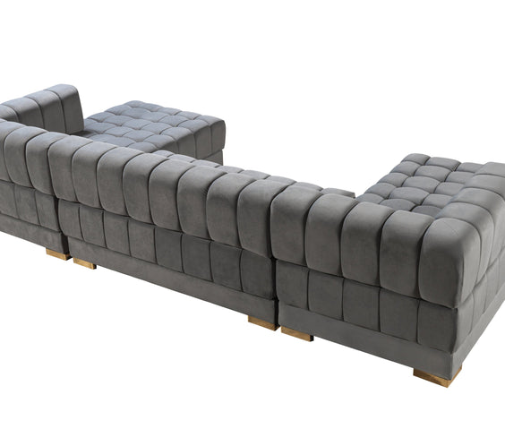 Ariana Gray Velvet Double Chaise 138
