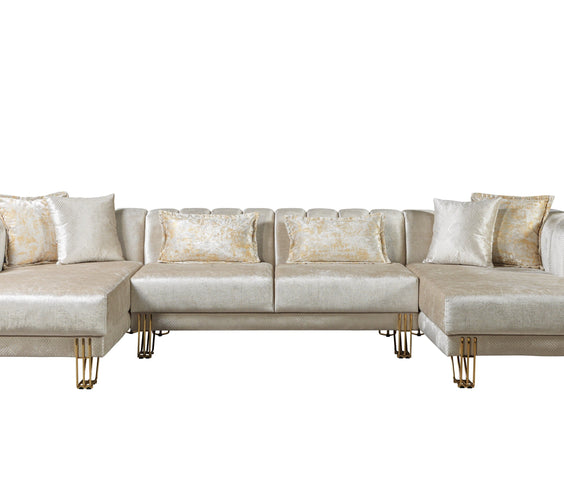 Santana Ivory Velvet Double Chaise 138