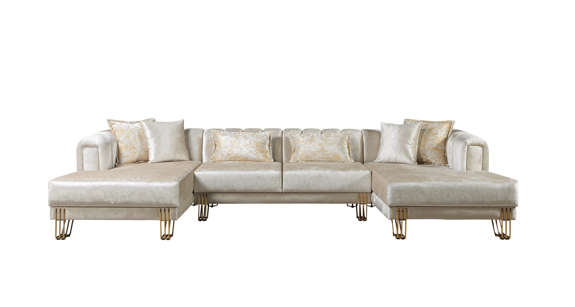 Santana Ivory Velvet Double Chaise 138" Sectional