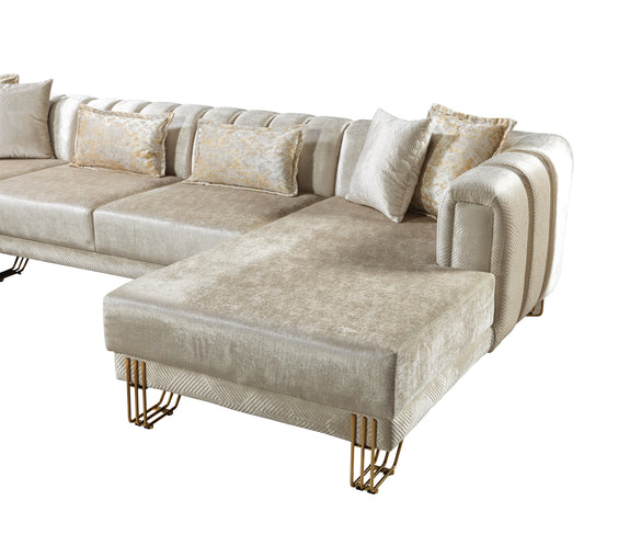 Santana Ivory Velvet Double Chaise 138