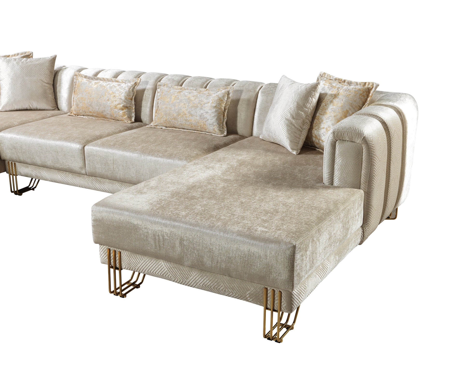 Santana Ivory Velvet Double Chaise 138" Sectional