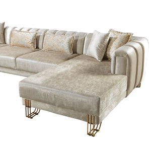 Santana Ivory Velvet Double Chaise 138