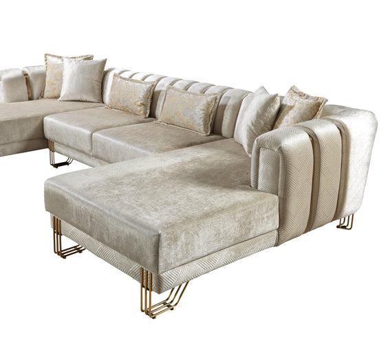 Santana Ivory Velvet Double Chaise 138