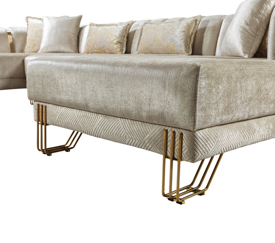 Santana Ivory Velvet Double Chaise 138