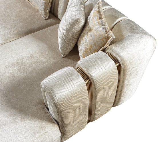 Santana Ivory Velvet Double Chaise 138