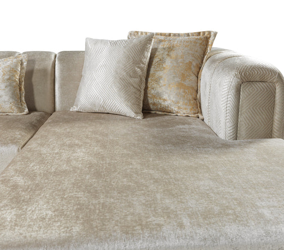 Santana Ivory Velvet Double Chaise 138
