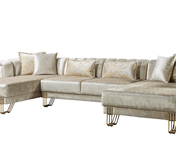 Santana Ivory Velvet Double Chaise 138