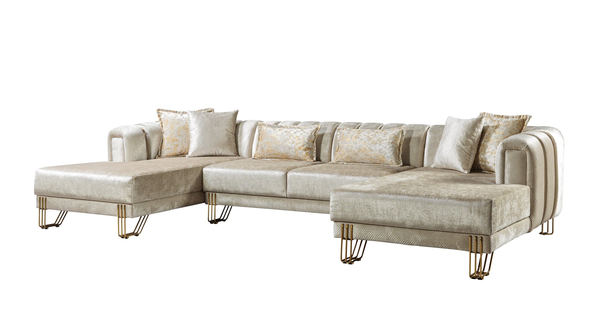 Santana Ivory Velvet Double Chaise 138" Sectional