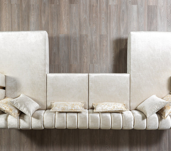 Santana Ivory Velvet Double Chaise 138
