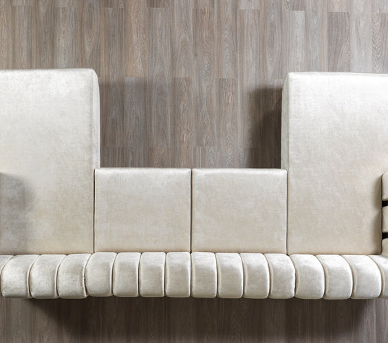 Santana Ivory Velvet Double Chaise 138