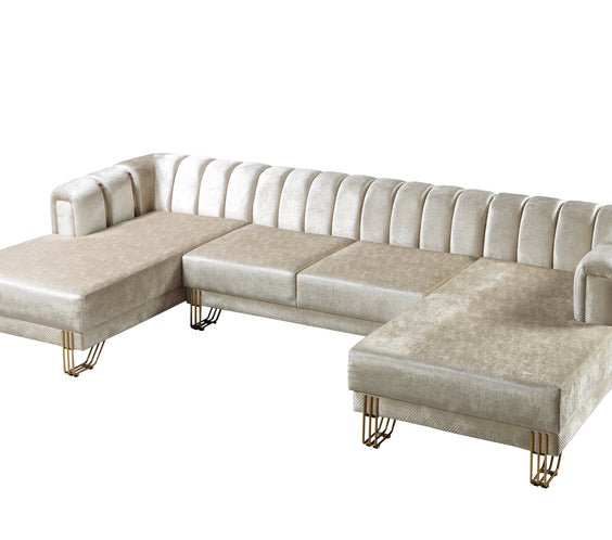 Santana Ivory Velvet Double Chaise 138
