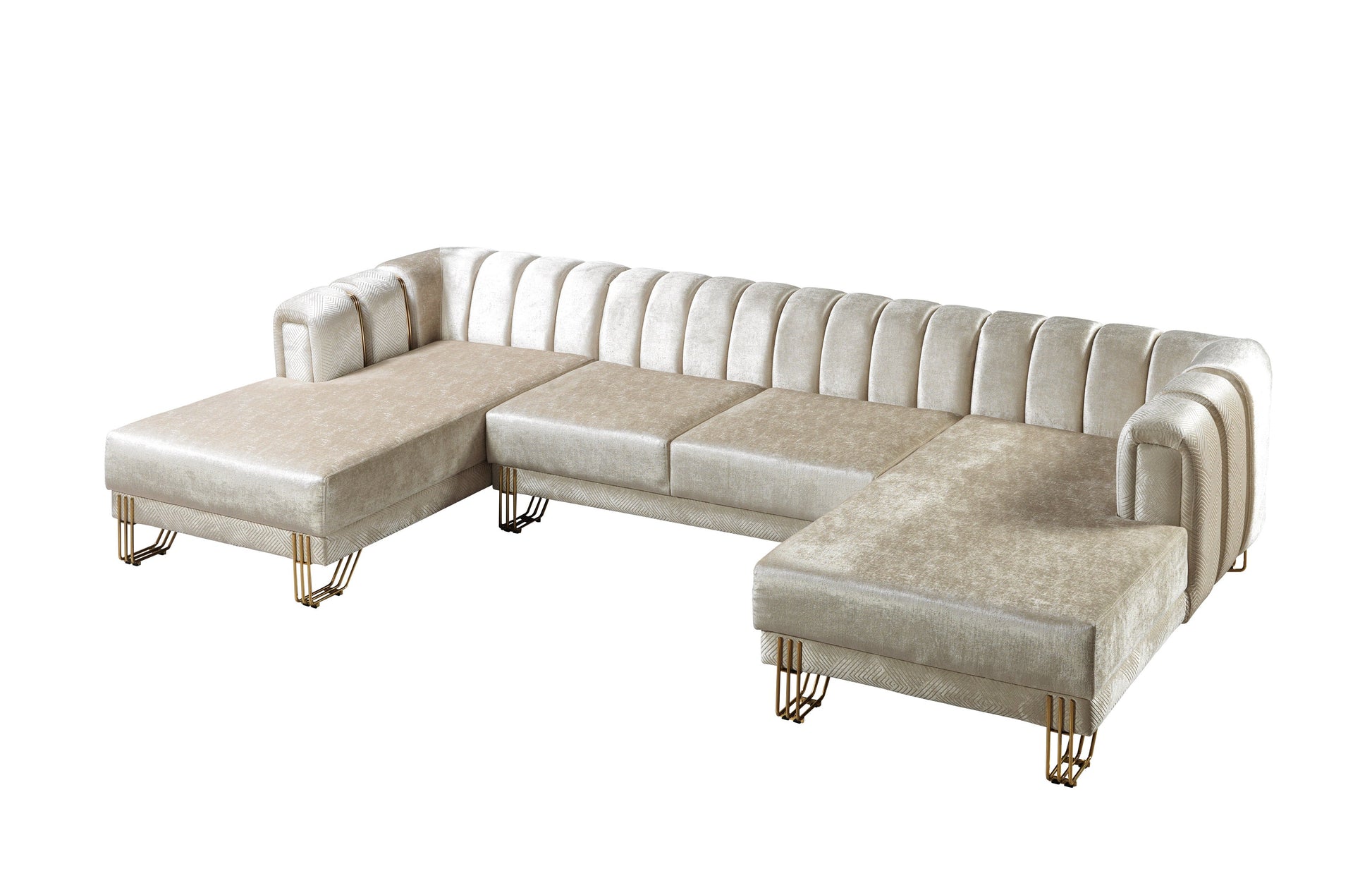 Santana Ivory Velvet Double Chaise 138" Sectional