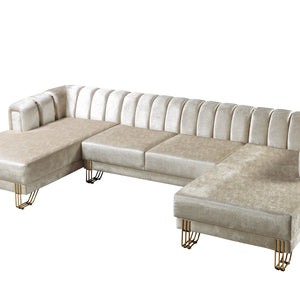 Santana Ivory Velvet Double Chaise 138