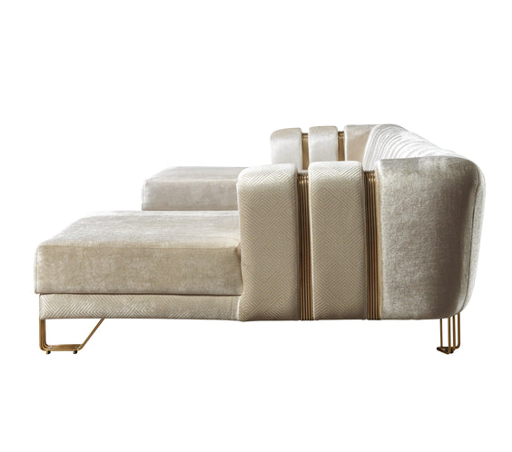 Santana Ivory Velvet Double Chaise 138