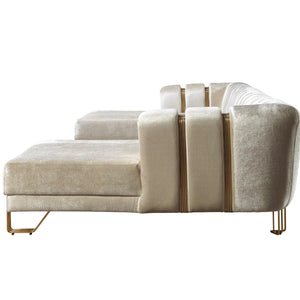 Santana Ivory Velvet Double Chaise 138