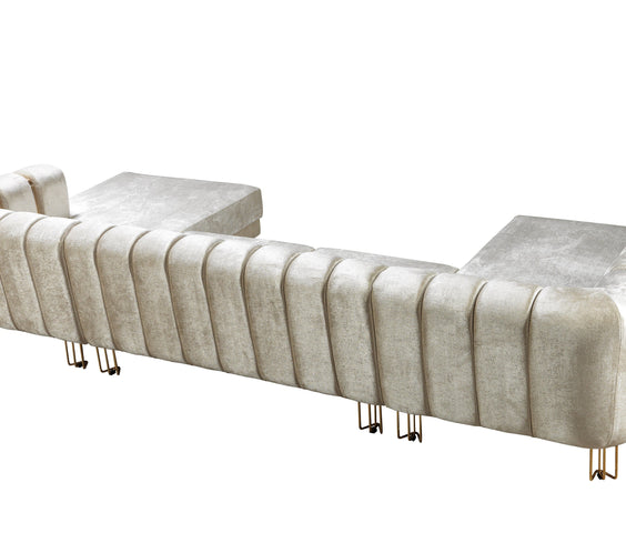 Santana Ivory Velvet Double Chaise 138