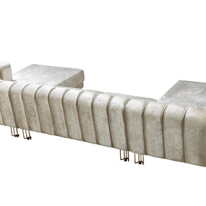 Santana Ivory Velvet Double Chaise 138