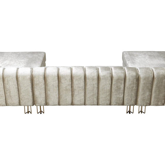 Santana Ivory Velvet Double Chaise 138