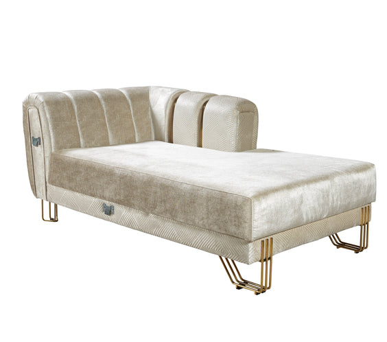 Santana Ivory Velvet Double Chaise 138