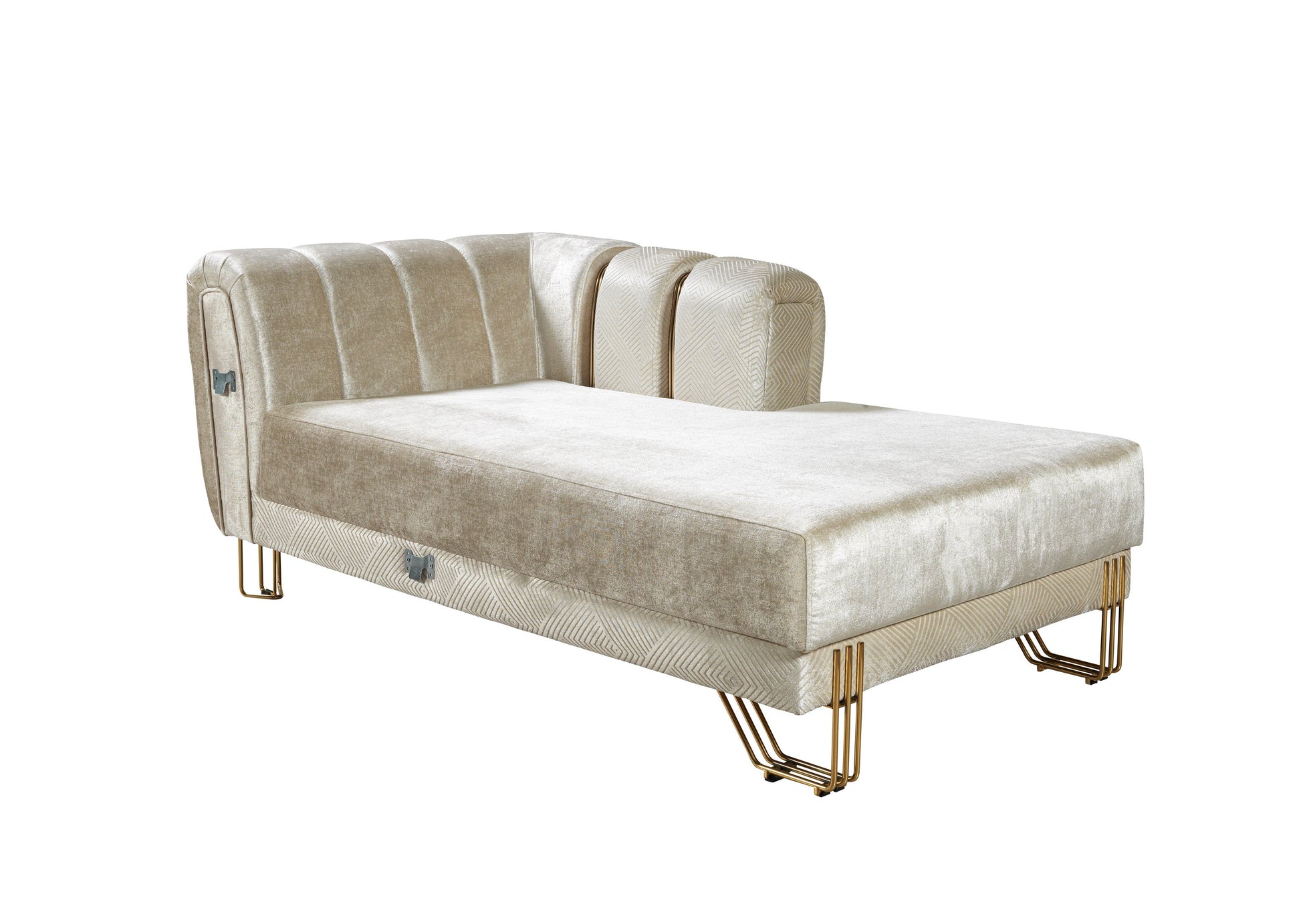 Santana Ivory Velvet Double Chaise 138" Sectional