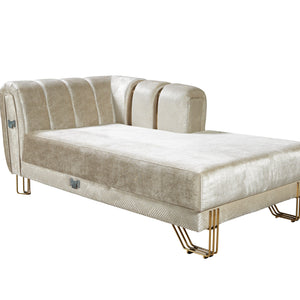 Santana Ivory Velvet Double Chaise 138