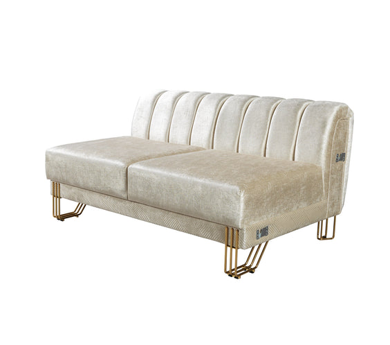 Santana Ivory Velvet Double Chaise 138