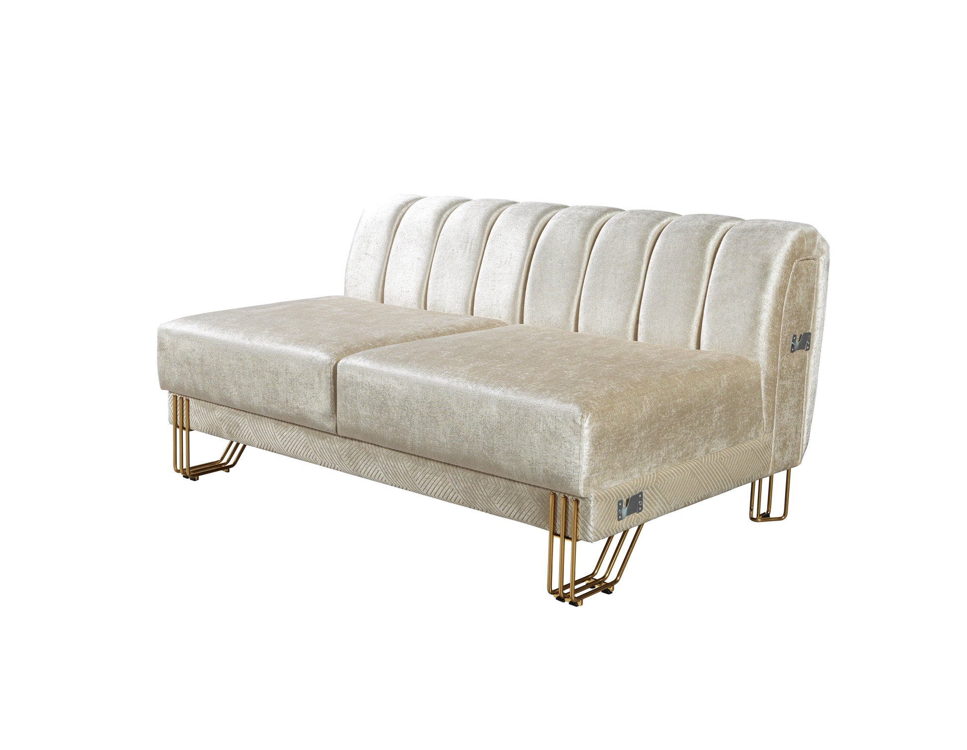 Santana Ivory Velvet Double Chaise 138" Sectional