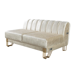 Santana Ivory Velvet Double Chaise 138