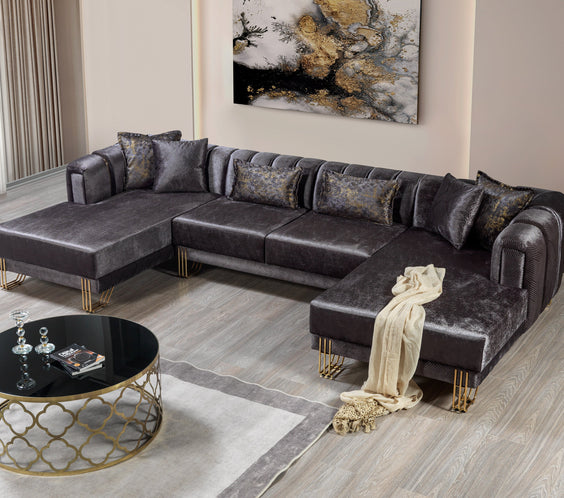 Santana Smoke Velvet Double Chaise 138