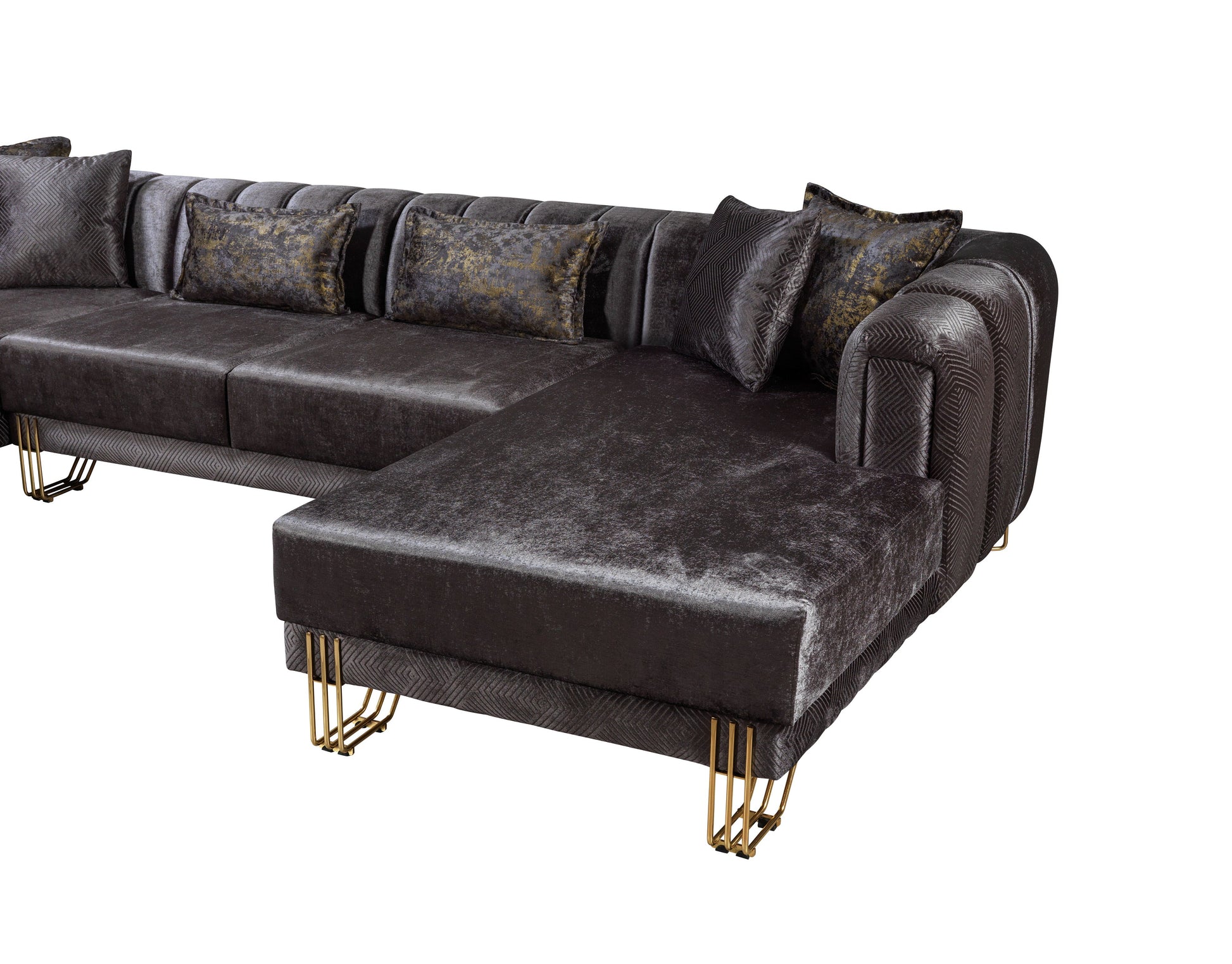 Santana Smoke Velvet Double Chaise 138" Sectional