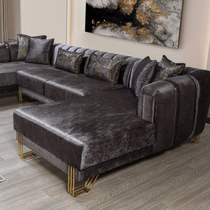 Santana Smoke Velvet Double Chaise 138