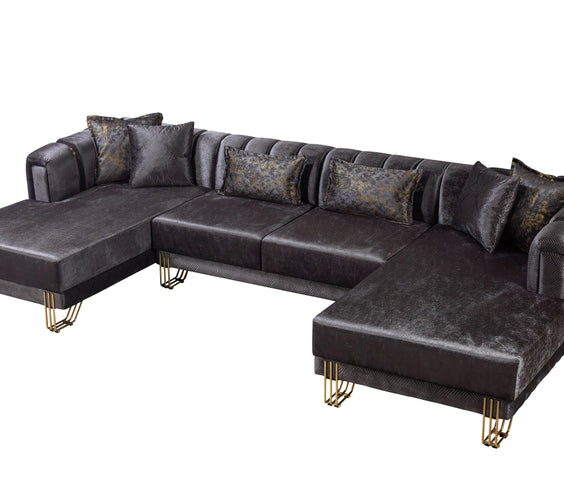 Santana Smoke Velvet Double Chaise 138