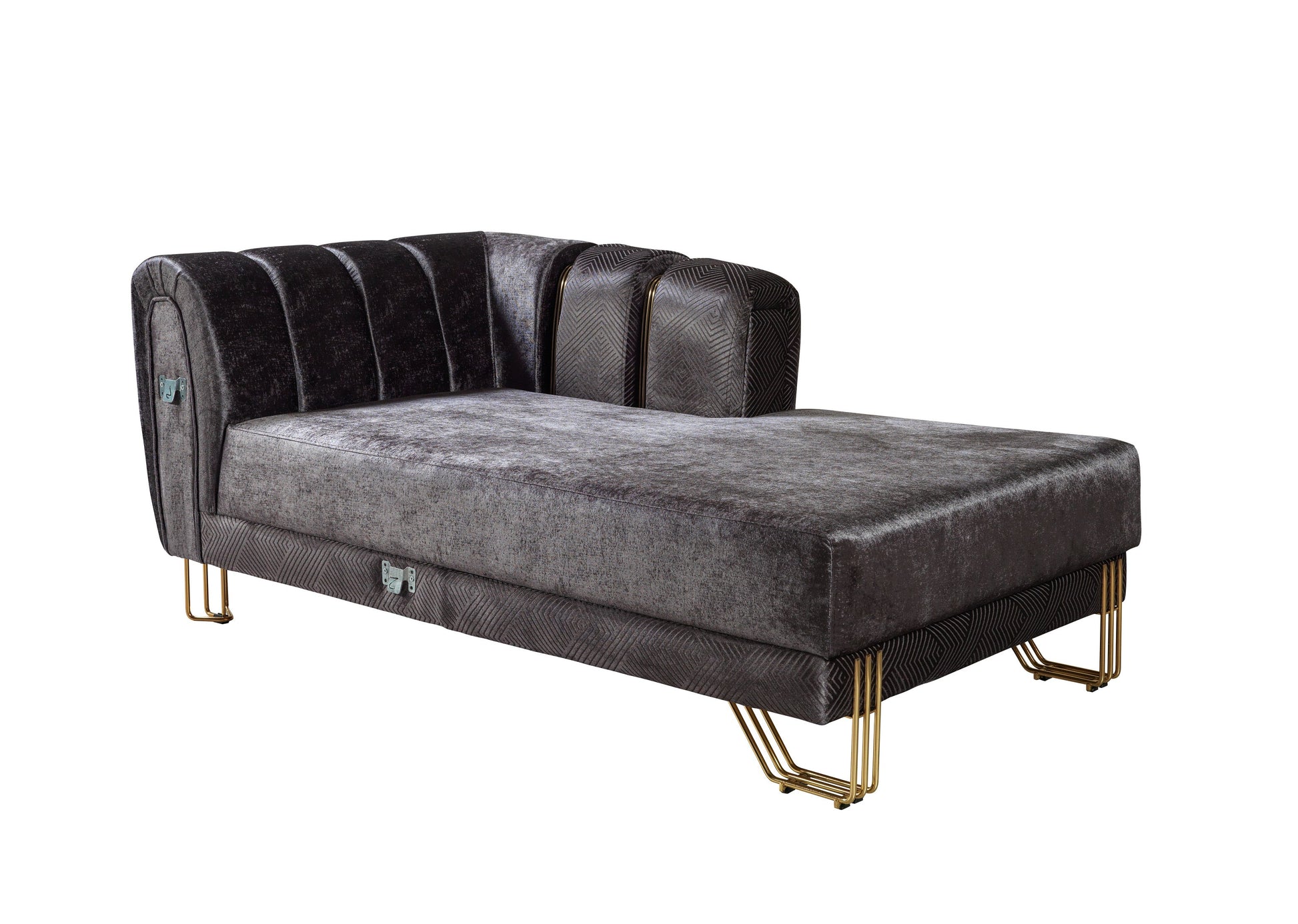 Santana Smoke Velvet Double Chaise 138" Sectional