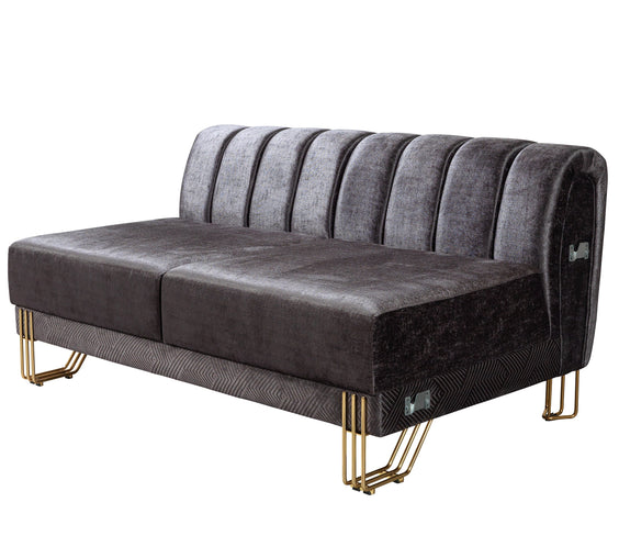 Santana Smoke Velvet Double Chaise 138