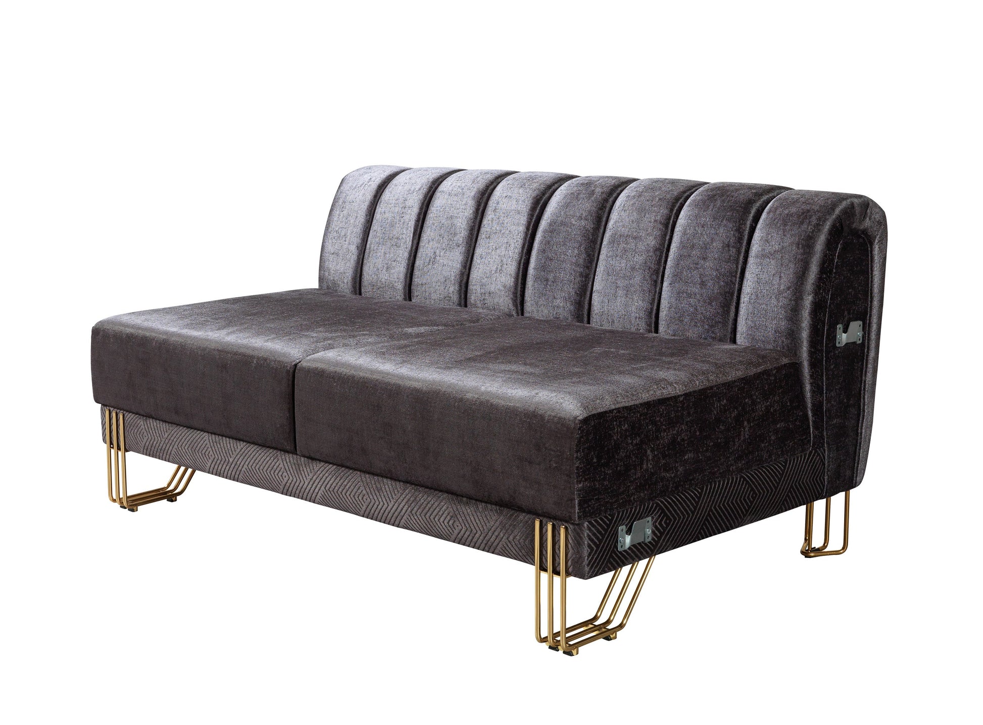 Santana Smoke Velvet Double Chaise 138" Sectional