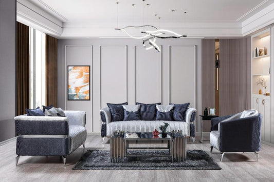 Leina Silver-Gray  Velvet Sofa  & Loveseat