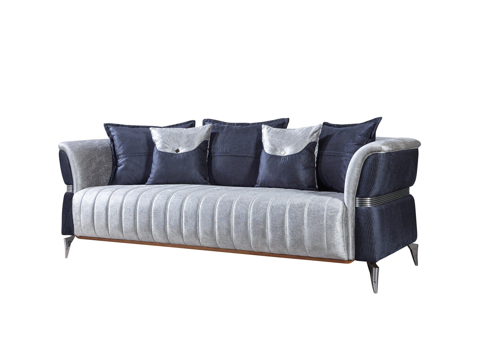 Leina Silver-Gray  Velvet Sofa  & Loveseat