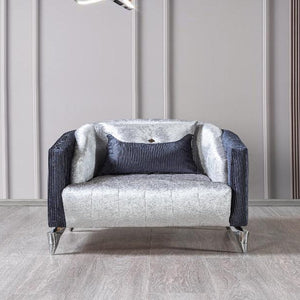 Leina Silver-Gray  Velvet Chair